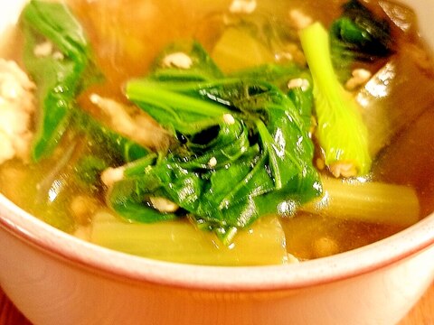 鉄分たっぷり！小松菜と春雨のスープ